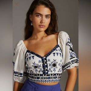 Anthropologie Puff Sleeve Deco Blouse